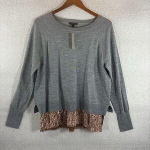 NWT J Crew Collection Crewneck Sweater with Layered Rose‎ Gold Lame Size Large